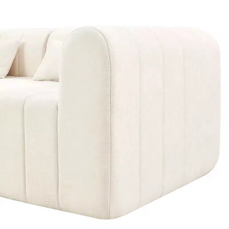 Divano componibile modulare MAYEERTY da 145,5 pollici con rivestimento in poliestere beige, divano in spugna compressa a 4 pezzi per soggiorno
