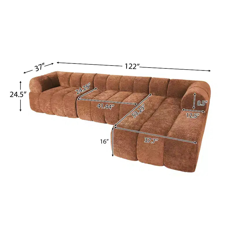 Divano componibile a L MAYEERTY da 122 pollici, 2 pezzi completamente assemblati, chaise longue a destra, spugna ad alta densità