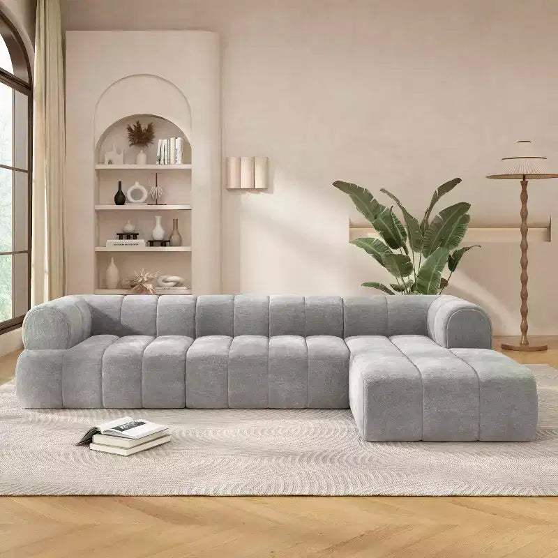 Divano componibile a L MAYEERTY da 122 pollici, 2 pezzi completamente assemblati, chaise longue a destra, spugna ad alta densità