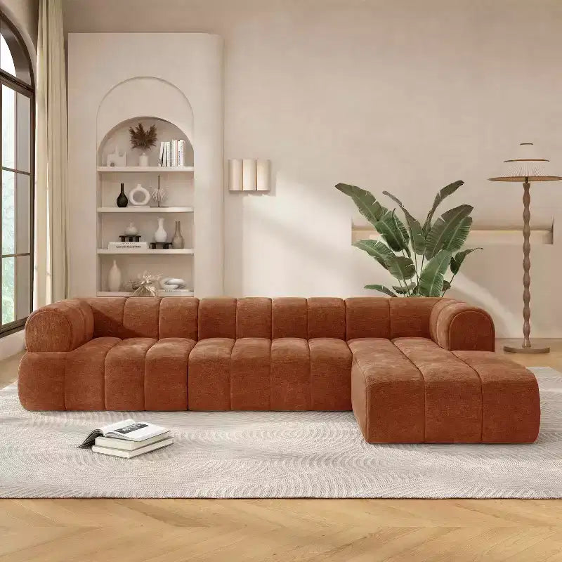 Divano componibile a L MAYEERTY da 122 pollici, 2 pezzi completamente assemblati, chaise longue a destra, spugna ad alta densità