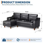 Divano angolare a L da 88,9" con chaise longue convertibile, divano moderno a 3 posti in finta pelle in stile Mid-Century, seduta profonda per soggiorno, appartamento, arancione