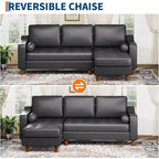 Divano angolare a L da 88,9" con chaise longue convertibile, divano moderno a 3 posti in finta pelle in stile Mid-Century, seduta profonda per soggiorno, appartamento, arancione