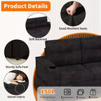 Divano Letto da 84''Divano Letto Sezionale a L con Letto EstraibilePenisole Reversibili con ContenitoreBraccioli con Contenitore a ScomparsaPortabicchieri e Porte di Ricarica USB