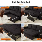 Divano Letto da 84''Divano Letto Sezionale a L con Letto EstraibilePenisole Reversibili con ContenitoreBraccioli con Contenitore a ScomparsaPortabicchieri e Porte di Ricarica USB
