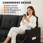 Divano Letto da 84''Divano Letto Sezionale a L con Letto EstraibilePenisole Reversibili con ContenitoreBraccioli con Contenitore a ScomparsaPortabicchieri e Porte di Ricarica USB