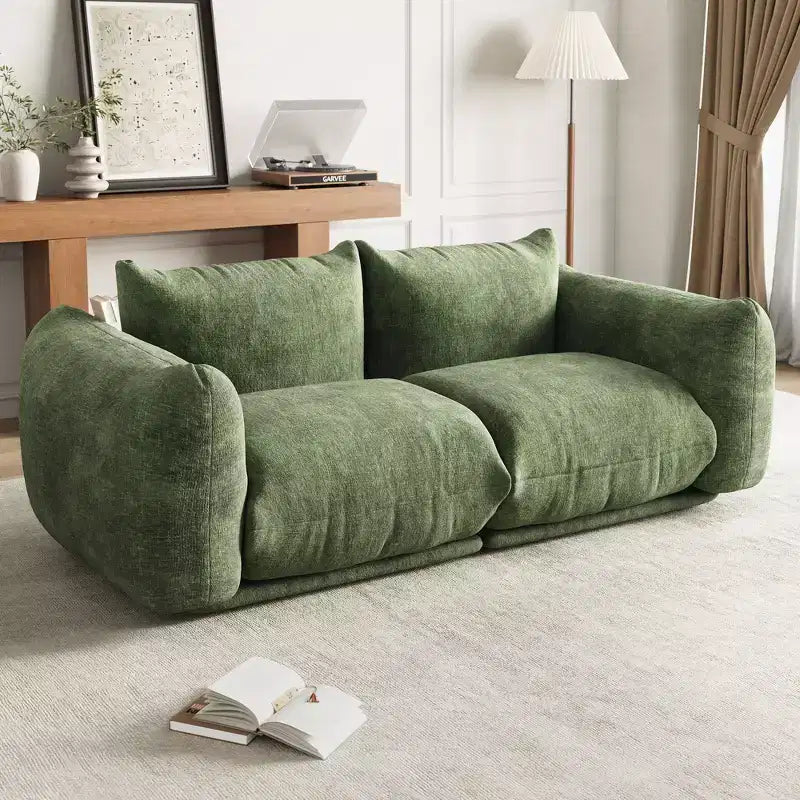 Divano Modulare Love Seat in Tessuto Ciniglia, Divano Cloud a 2 Posti con Imbottitura ad Alta Resilienza, Design Senza Struttura per Appartamenti e Salotti