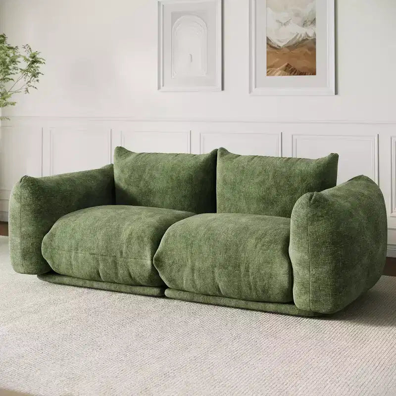 Divano Modulare Love Seat in Tessuto Ciniglia, Divano Cloud a 2 Posti con Imbottitura ad Alta Resilienza, Design Senza Struttura per Appartamenti e Salotti