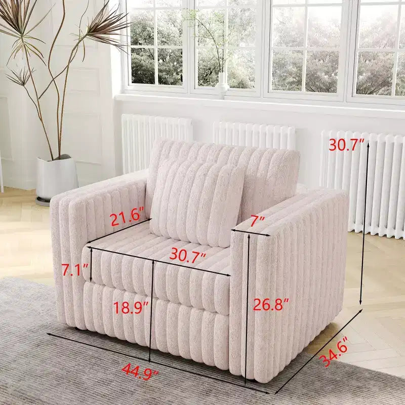 TUYOHW Poltrona Singola Moderna da 44,9 Pollici con 2 Cuscini per Soggiorno, Appartamento, Ufficio