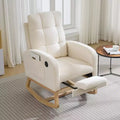 Modern Nursery Rocking Chair with USB Port, Footrest & Side Pocket - High Back Rocker Recliner Glider for Living Room, Bedroom & Nursing Room