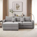 MAYEERTY 95.3 Modern 3 Seater Sectional Sofa with Storage Ottoman Two Ports Two Cup Holders for Living Room Gray