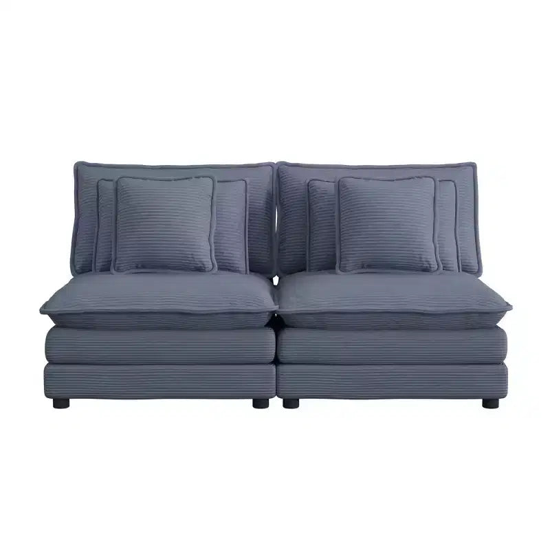 MAYEERTY 70.8 Divano Moderno Divano Modulare in Corduroy Imbottito con Quattro Cuscini per Soggiorno Blu
