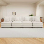 MAYEERTY 141.6 Divano Modulare Moderno in Corduroy con Quattro Cuscini per Soggiorno Beige