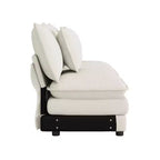 MAYEERTY 141.6 Divano Modulare Moderno in Corduroy con Quattro Cuscini per Soggiorno Beige