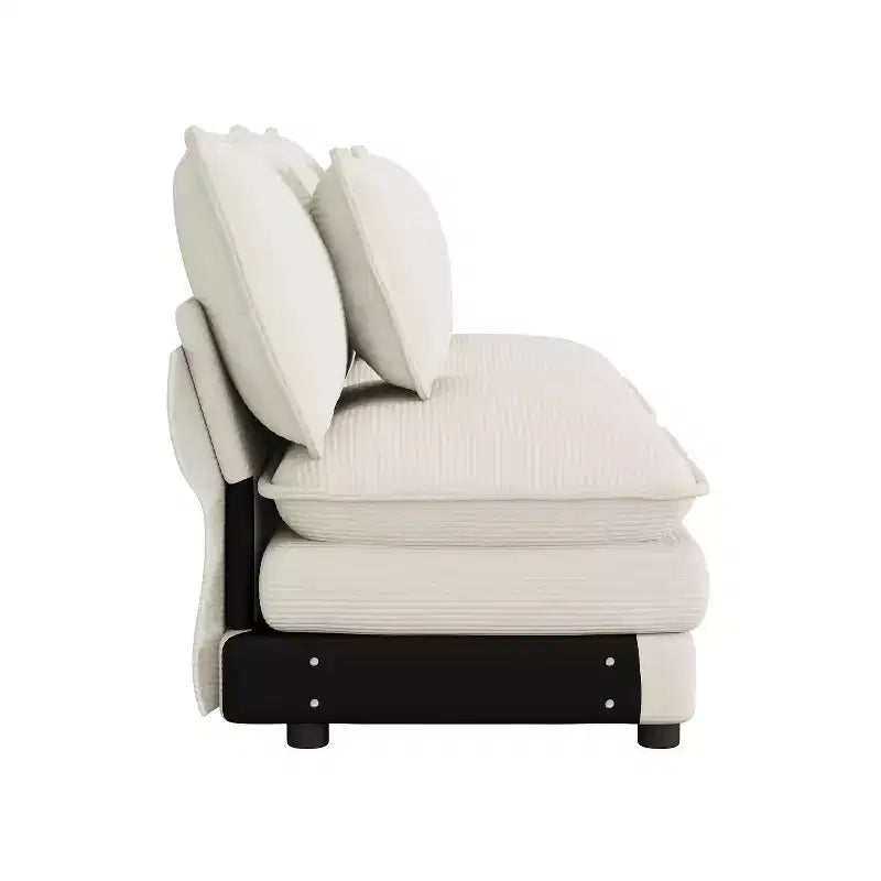 MAYEERTY 141.6 Divano Modulare Moderno in Corduroy con Quattro Cuscini per Soggiorno Beige