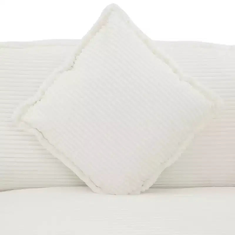 MAYEERTY 141.6 Divano Modulare Moderno in Corduroy con Quattro Cuscini per Soggiorno Beige