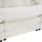 MAYEERTY 141.6 Divano Modulare Moderno in Corduroy con Quattro Cuscini per Soggiorno Beige