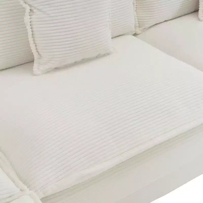 MAYEERTY 141.6 Divano Modulare Moderno in Corduroy con Quattro Cuscini per Soggiorno Beige