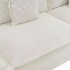 MAYEERTY 141.6 Divano Modulare Moderno in Corduroy con Quattro Cuscini per Soggiorno Beige