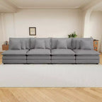 MAYEERTY 141.6 Modern Modular Sofa Upholsteres Corduroy with Four Pillows for Living Room Gray