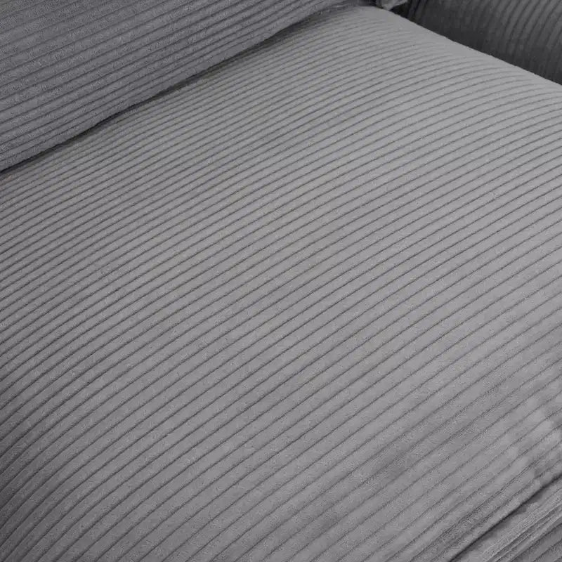 MAYEERTY 141.6 Divano Modulare Moderno Rivestito in Velluto a Coste con Quattro Cuscini per Soggiorno Grigio