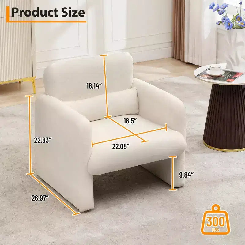 Accogliente Poltrona Accent in ciniglia con braccioli e cuscino lombare Elegante poltrona singola per lettura, soggiorno, camera da letto, ufficio o appartamento