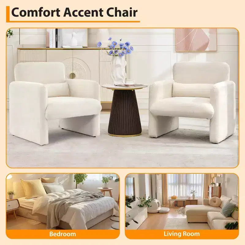 Accogliente Poltrona Accent in ciniglia con braccioli e cuscino lombare Elegante poltrona singola per lettura, soggiorno, camera da letto, ufficio o appartamento