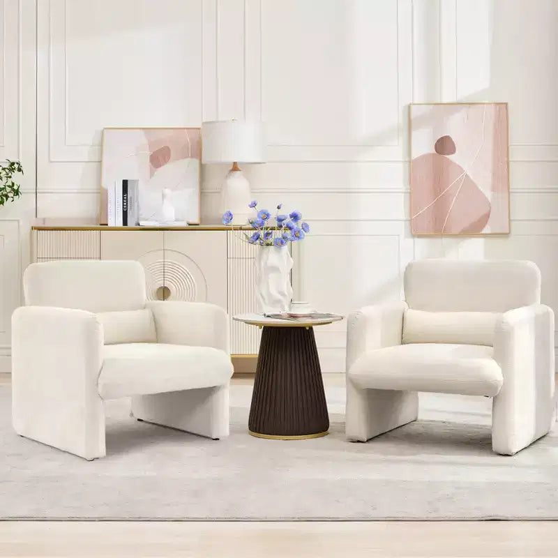 Accogliente Poltrona Accent in ciniglia con braccioli e cuscino lombare Elegante poltrona singola per lettura, soggiorno, camera da letto, ufficio o appartamento