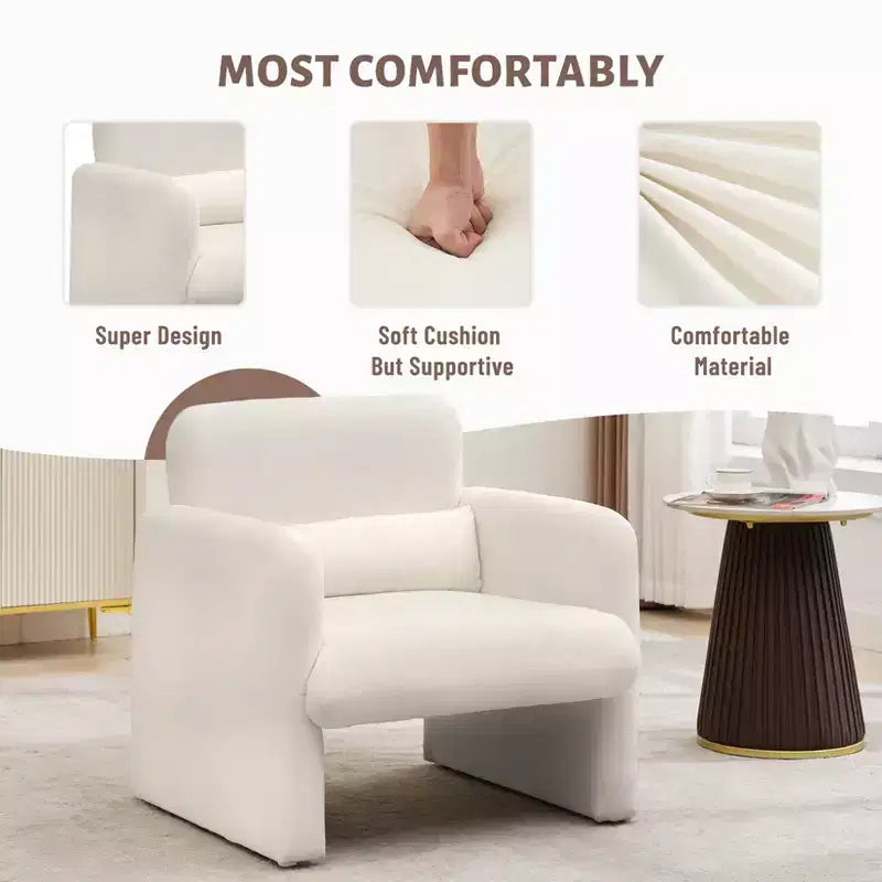 Accogliente Poltrona Accent in ciniglia con braccioli e cuscino lombare Elegante poltrona singola per lettura, soggiorno, camera da letto, ufficio o appartamento