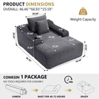 Chaise longue in velluto a coste da 67", braccioli da 9,9", reclinabile con seduta profonda, divano letto convertibile senza struttura con 2 cuscini