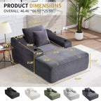 Chaise longue in velluto a coste da 67", braccioli da 9,9", reclinabile con seduta profonda, divano letto convertibile senza struttura con 2 cuscini