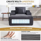 Chaise longue in velluto a coste da 67", braccioli da 9,9", reclinabile con seduta profonda, divano letto convertibile senza struttura con 2 cuscini