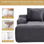 Chaise longue in velluto a coste da 67", braccioli da 9,9", reclinabile con seduta profonda, divano letto convertibile senza struttura con 2 cuscini