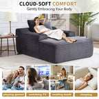 Chaise longue in velluto a coste da 67", braccioli da 9,9", reclinabile con seduta profonda, divano letto convertibile senza struttura con 2 cuscini