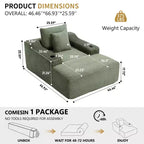 Chaise longue in velluto a coste da 67", braccioli da 9,9", reclinabile con seduta profonda, divano letto convertibile senza struttura con 2 cuscini