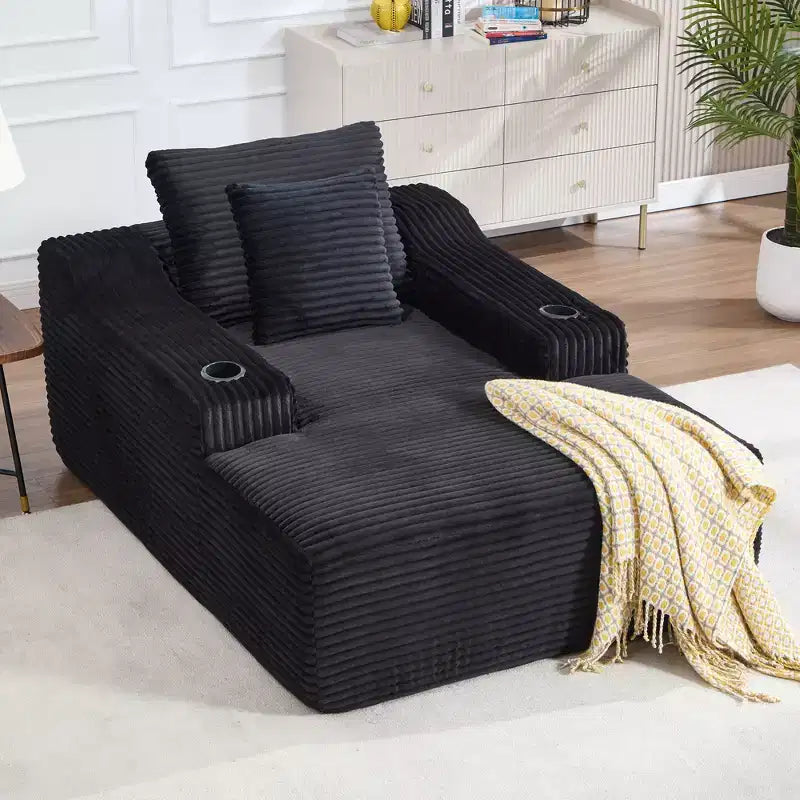 Chaise longue in velluto a coste da 67", braccioli da 9,9", reclinabile con seduta profonda, divano letto convertibile senza struttura con 2 cuscini
