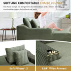 Chaise longue in velluto a coste da 67", braccioli da 9,9", reclinabile con seduta profonda, divano letto convertibile senza struttura con 2 cuscini