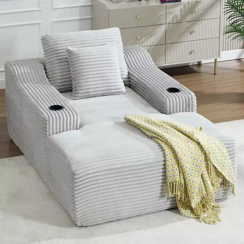 Chaise longue in velluto a coste da 67", braccioli da 9,9", reclinabile con seduta profonda, divano letto convertibile senza struttura con 2 cuscini