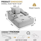 Chaise longue in velluto a coste da 67", braccioli da 9,9", reclinabile con seduta profonda, divano letto convertibile senza struttura con 2 cuscini
