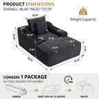 Chaise longue in velluto a coste da 67", braccioli da 9,9", reclinabile con seduta profonda, divano letto convertibile senza struttura con 2 cuscini
