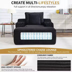 Chaise longue in velluto a coste da 67", braccioli da 9,9", reclinabile con seduta profonda, divano letto convertibile senza struttura con 2 cuscini