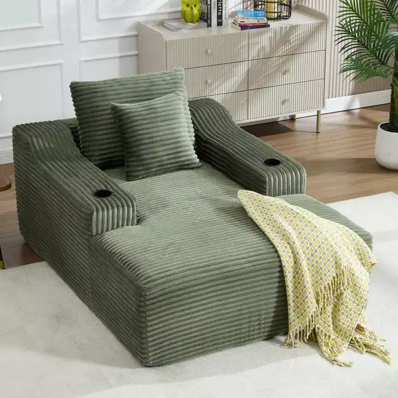Chaise longue in velluto a coste da 67", braccioli da 9,9", reclinabile con seduta profonda, divano letto convertibile senza struttura con 2 cuscini