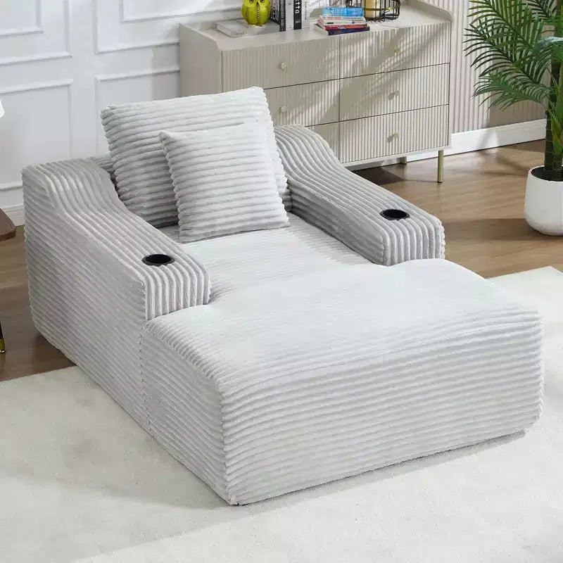 Chaise longue in velluto a coste da 67", braccioli da 9,9", reclinabile con seduta profonda, divano letto convertibile senza struttura con 2 cuscini