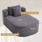 Divano chaise longue in velluto a coste da 171 cm, seduta ampia, poltrona King con seduta profonda e 2 cuscini, divano letto convertibile senza telaio per il soggiorno