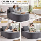 Divano chaise longue in velluto a coste da 171 cm, seduta ampia, poltrona King con seduta profonda e 2 cuscini, divano letto convertibile senza telaio per il soggiorno