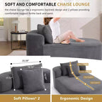 Divano chaise longue in velluto a coste da 171 cm, seduta ampia, poltrona King con seduta profonda e 2 cuscini, divano letto convertibile senza telaio per il soggiorno