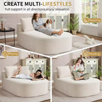 Divano chaise longue in velluto a coste da 171 cm, seduta ampia, poltrona King con seduta profonda e 2 cuscini, divano letto convertibile senza telaio per il soggiorno