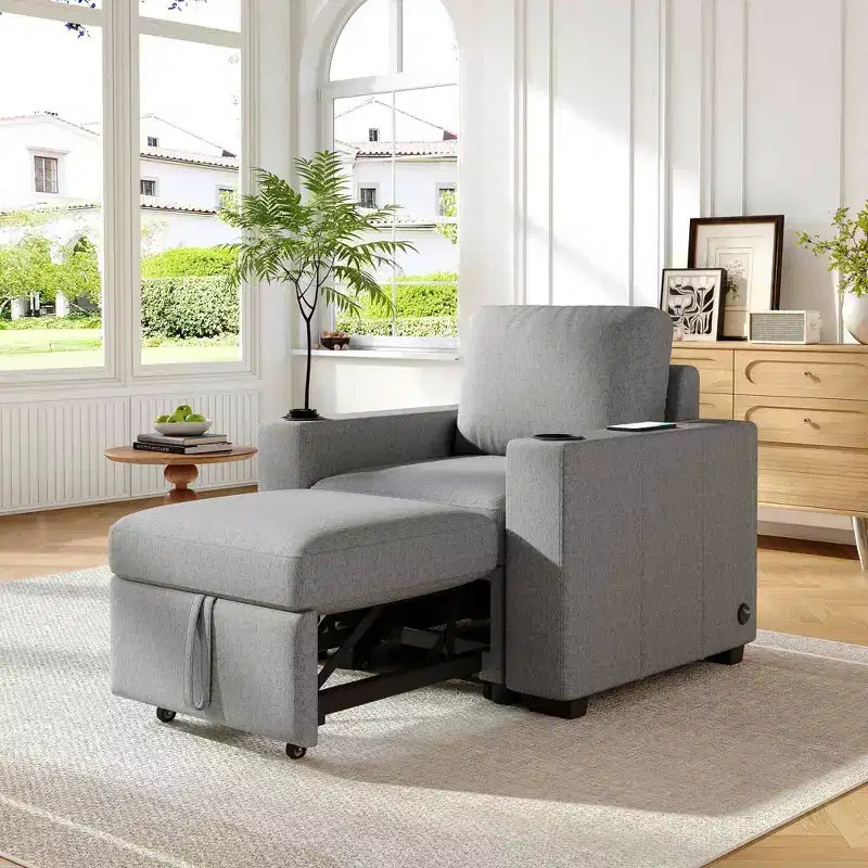 MAYEERTY 35.4 Divano moderno estraibile Divano letto Poltrona singola per soggiorno Grigio