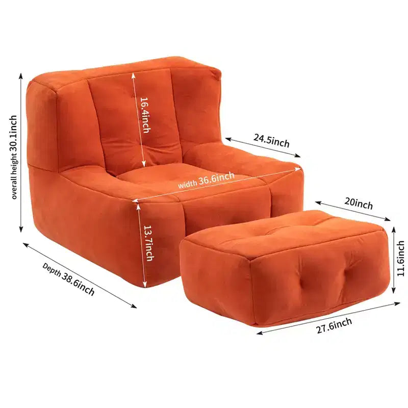 Poltrona Sacco Soffice per Adulti, Divano in Memory Foam Super Morbido con Pouf, Poltrona Sacco Moderna e Confortevole per Soggiorno o Camera da Letto