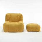 Fluffy Bean Bag Chair for Adults, Super Soft Memory Foam Sofa with Ottoman, Comfortable Modern Indoor Bean Bag for Living Room or Bedroom
