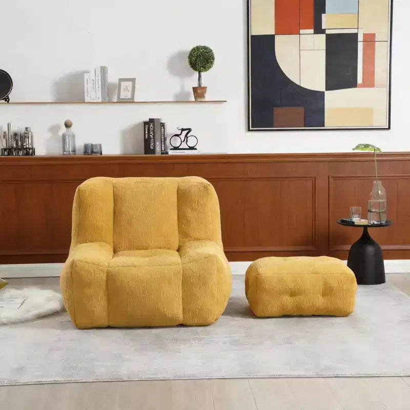 Poltrona Sacco Soffice per Adulti, Divano in Memory Foam Super Morbido con Pouf, Comoda Poltrona Sacco Moderna da Interno per Soggiorno o Camera da Letto